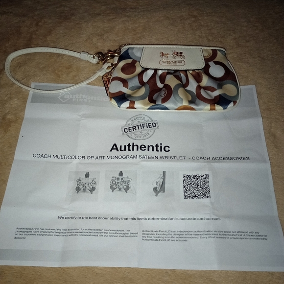 Coach multi color op art monogram Sateen wristlet - Picture 7 of 8